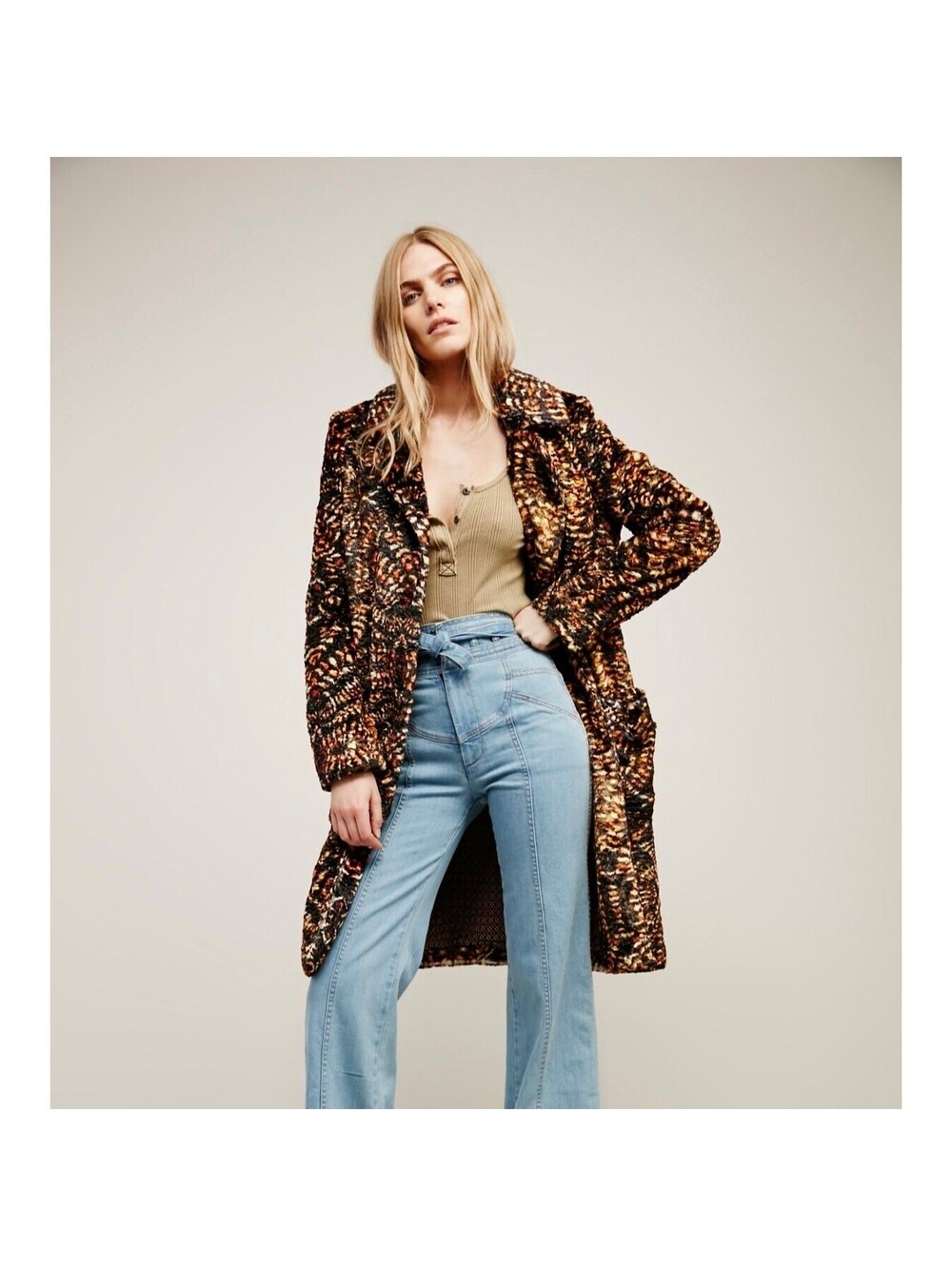 Rare Free People Retro Faux Fur Jacket Black Fire Coat New Medium $600
